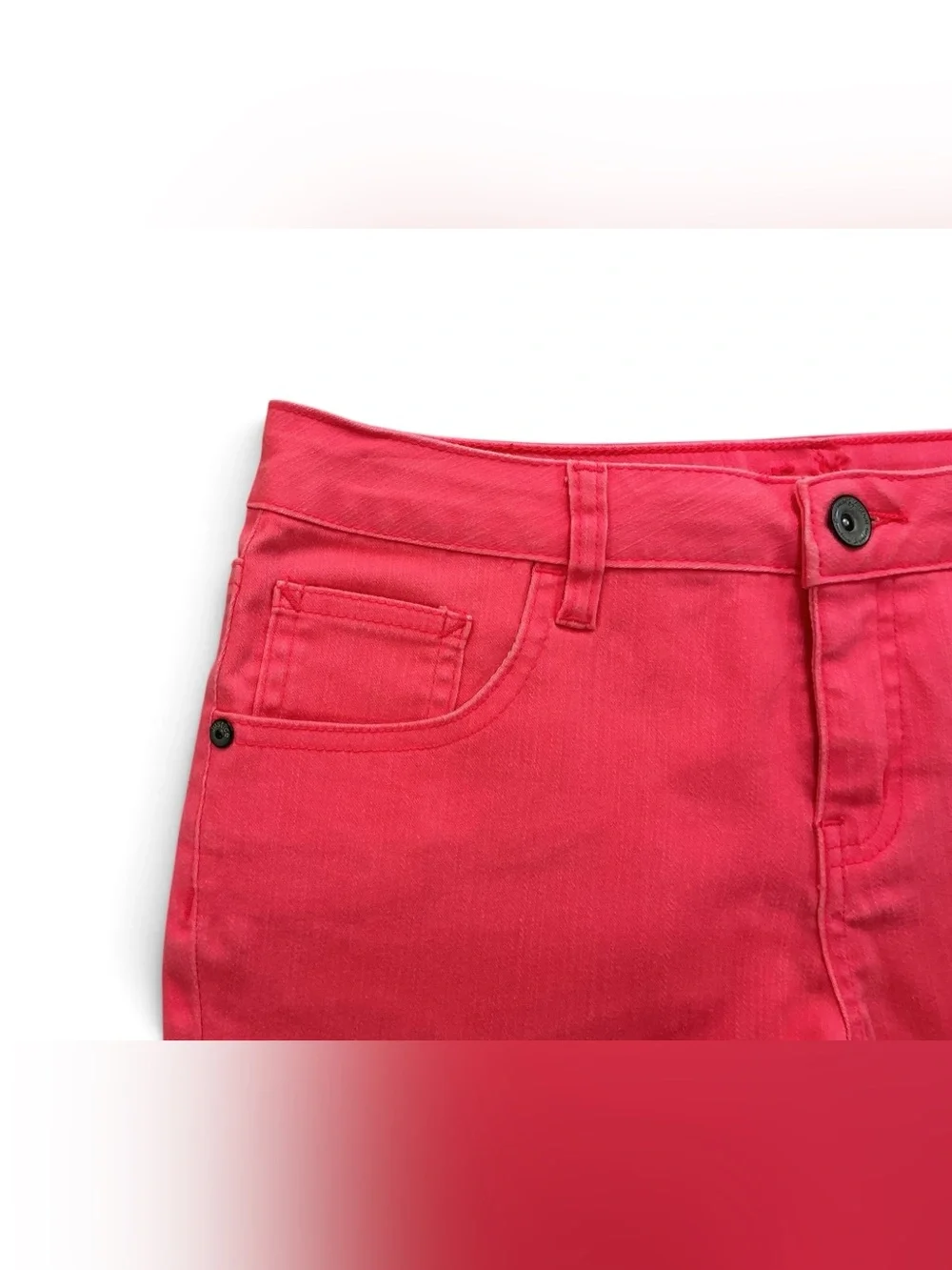 Justice Girls Pink Twill Denim Shorts Size 14.5 Plus Stretch Mid Rise NWT